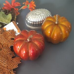 Bundle For Crafting of Autumn Harvest Ribbon, Pumpkins, Tins Etc